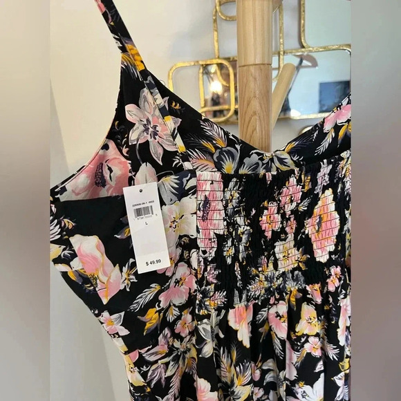Gap Cami Dress black floral size Large New - Picture 6 of 11